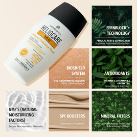 Heliocare label close-up with Fernblock+ ingredient clarity