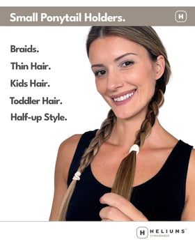 Heliums band holding a child's braid demonstrating firm overnight comfort
