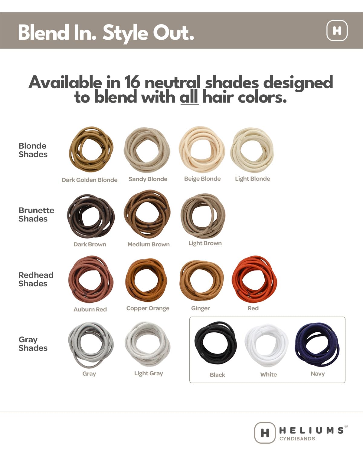 Heliums hair tie held in hand illustrating 1 inch scale and convenient size