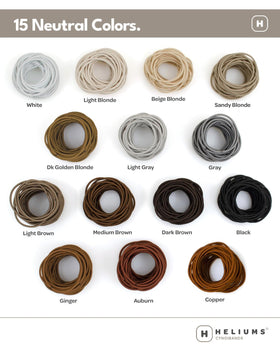 Heliums elastic securing a small ponytail to demonstrate gentle, reliable hold