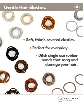Heliums hair tie securing a fine ponytail, comfortable fast hold without creases