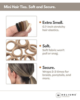 Close-up of Heliums tiny hair tie texture showing smooth nylon for gentle hold