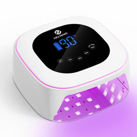 HELIVIVE front view showing compact lamp and ambient pink ring, stylish and functional