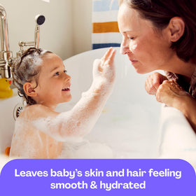 Hello Bello being used at bath time with baby illustrating safe, calming routine