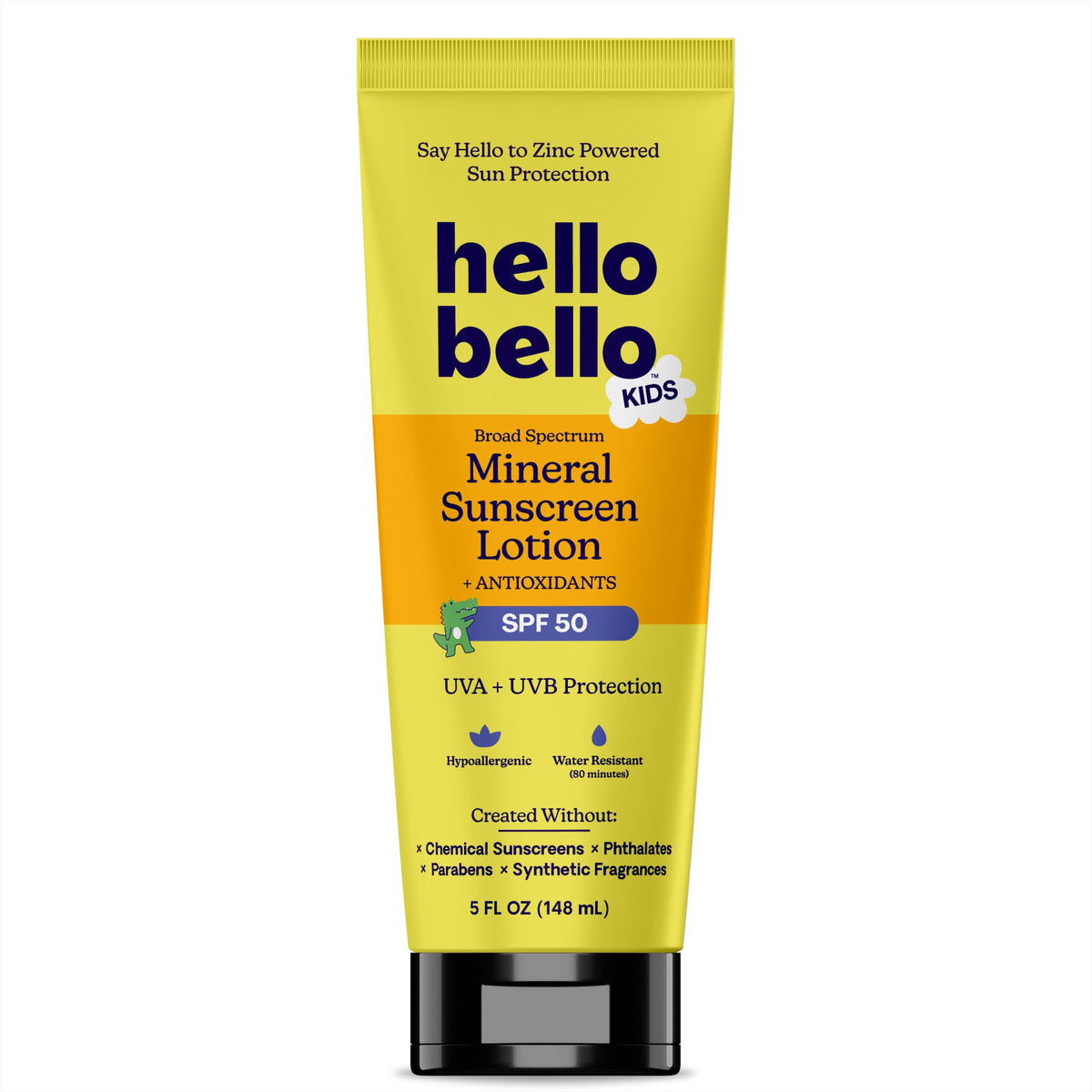 Hello Bello front packaging showing SPF 50 protection and clean ingredients