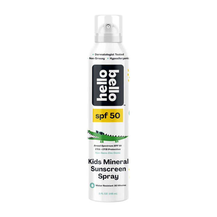 Hello Bello front packaging of SPF 50 spray showing product benefit