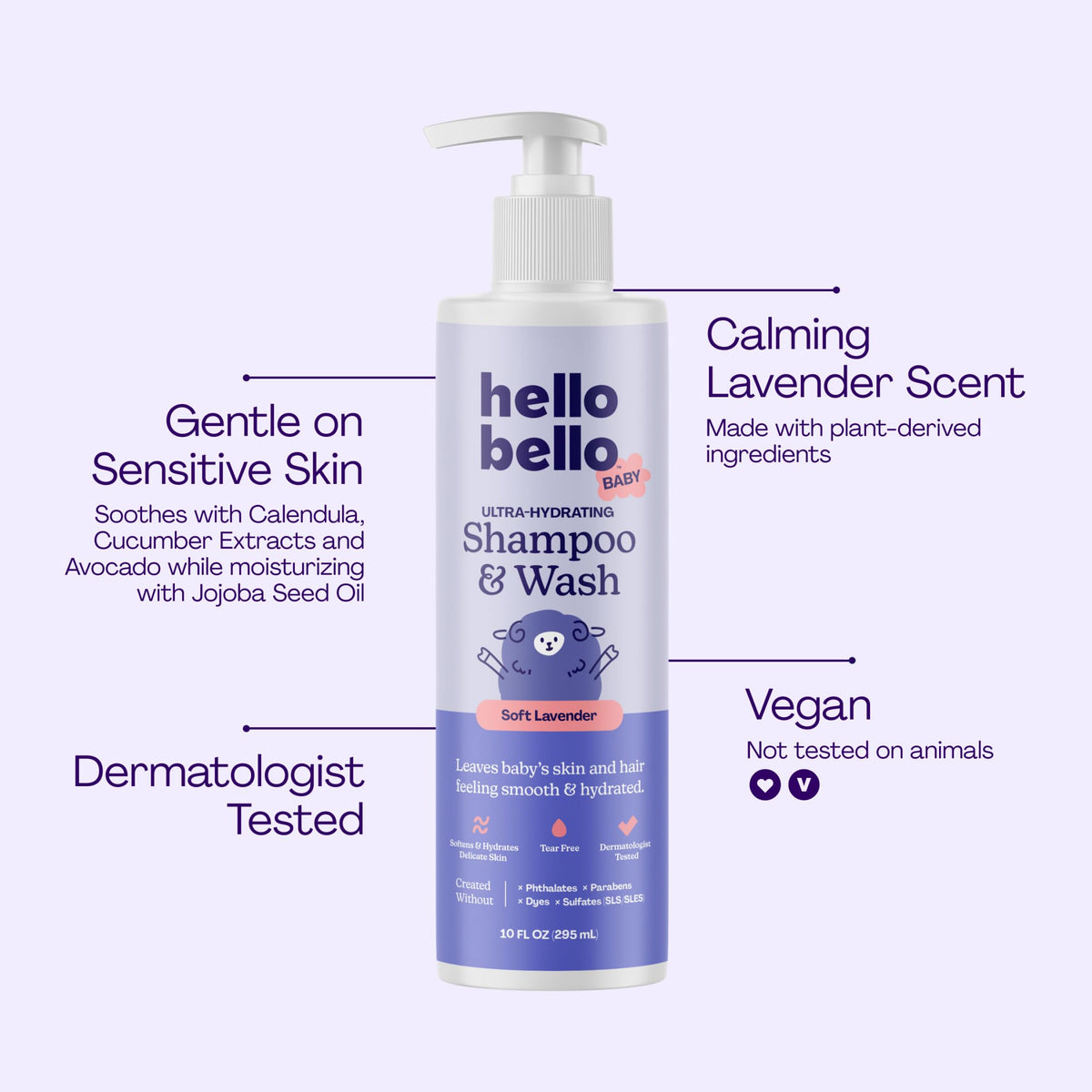 Hello Bello dispensing gentle foam from bottle to show easy application during baths