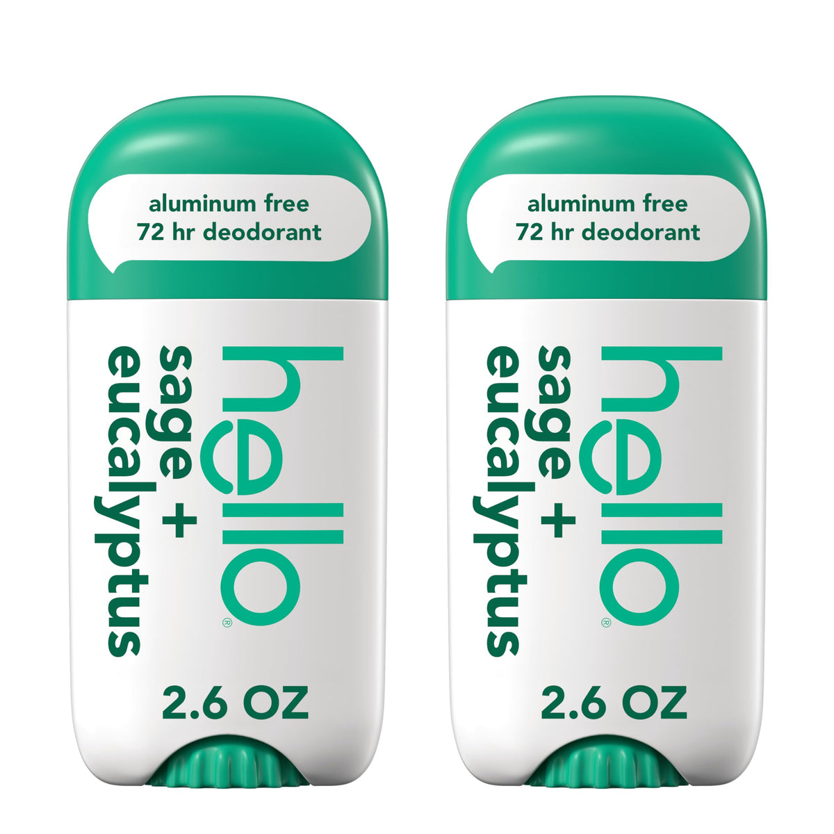 hello deodorant front packaging showing scent and two-pack benefit