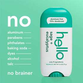 hello deodorant held in hand demonstrating compact travel size