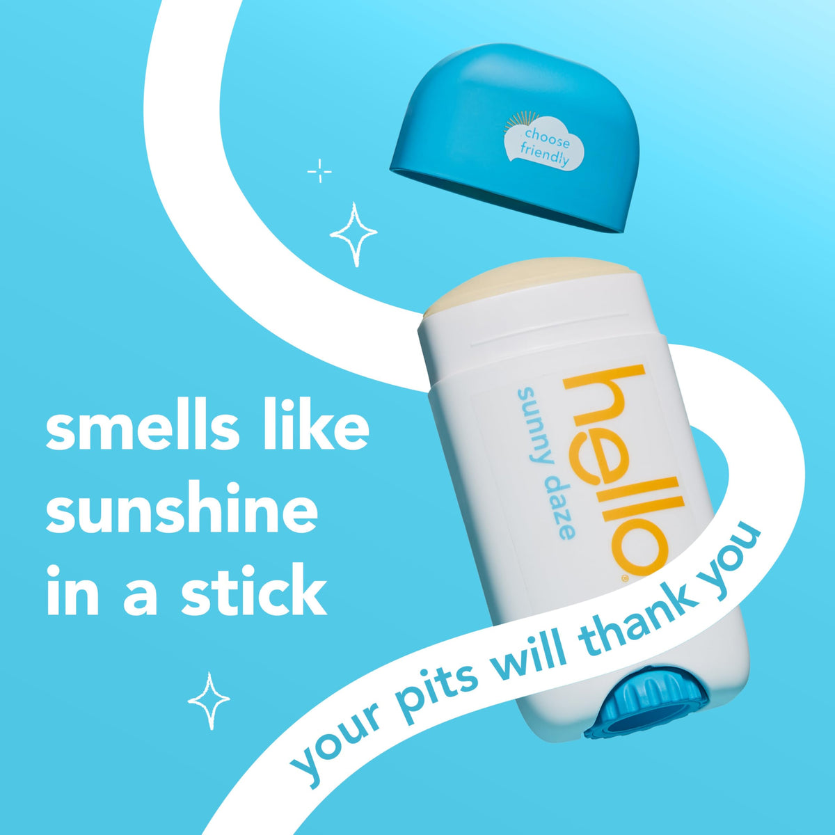 hello Sunny Daze open stick texture visible and smooth, easy glide benefit for quick application