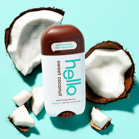 hello Sweet Coconut being applied underarm in neutral setting benefit: even coverage without heavy residue