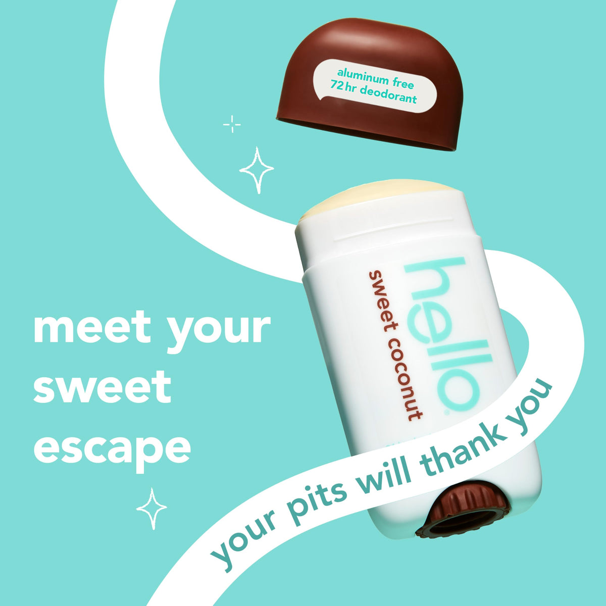 hello Sweet Coconut creamy texture close-up on skin benefit: smooth glide and moisturizing shea butter