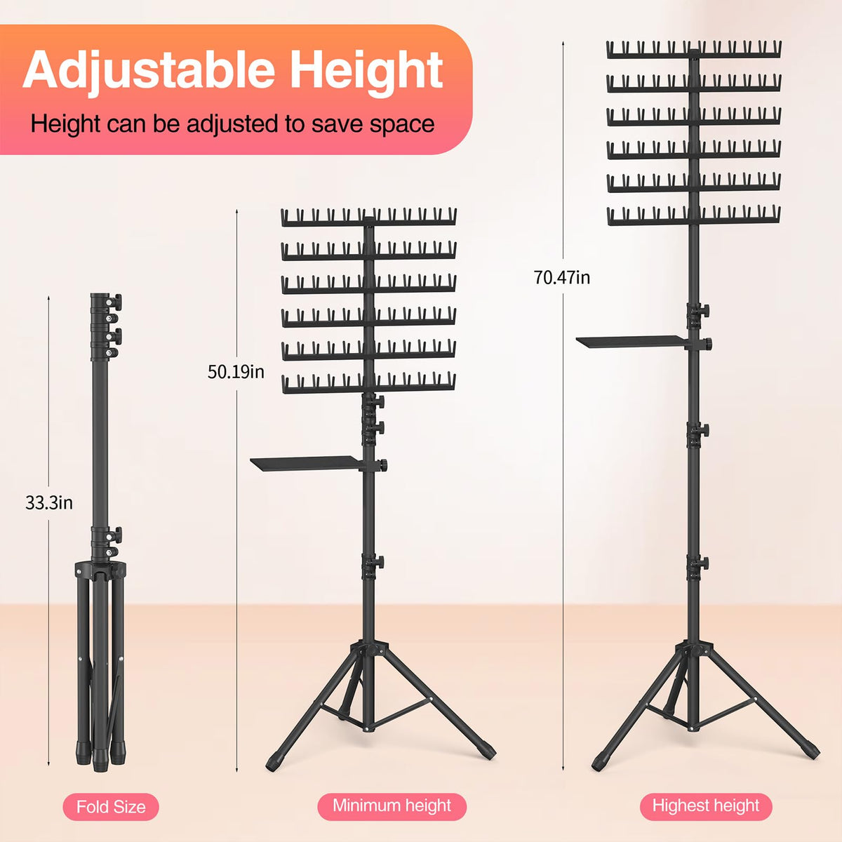 Hemndic folded tripod base illustrating easy storage and transport benefit