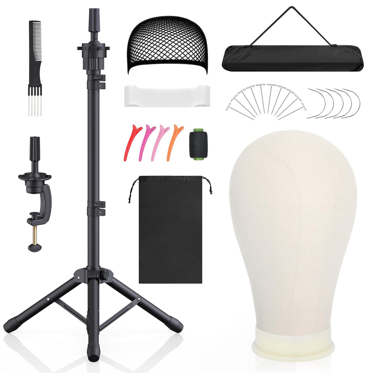 Hemndic front view of full stand and canvas head showing stable setup and benefit