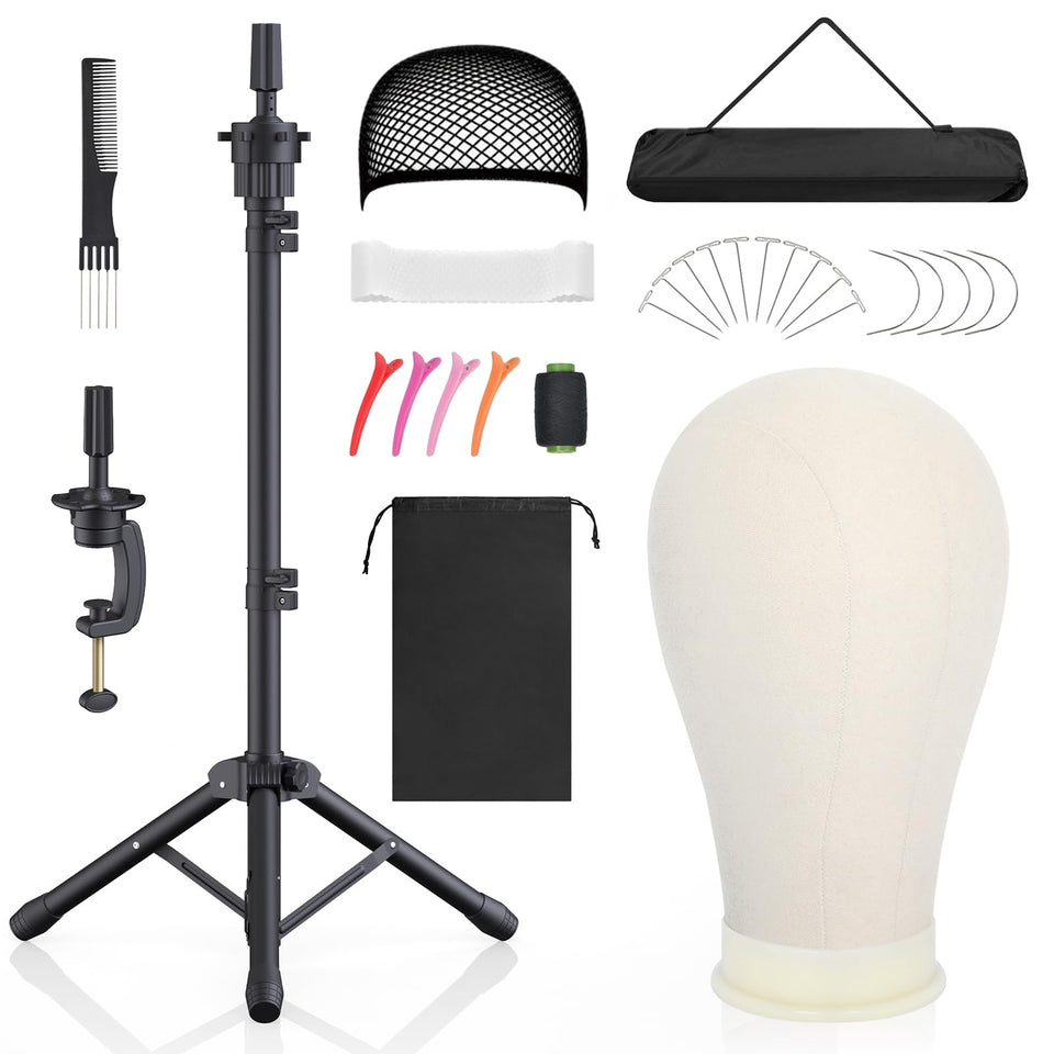 Hemndic front view of full stand and canvas head showing stable setup and benefit