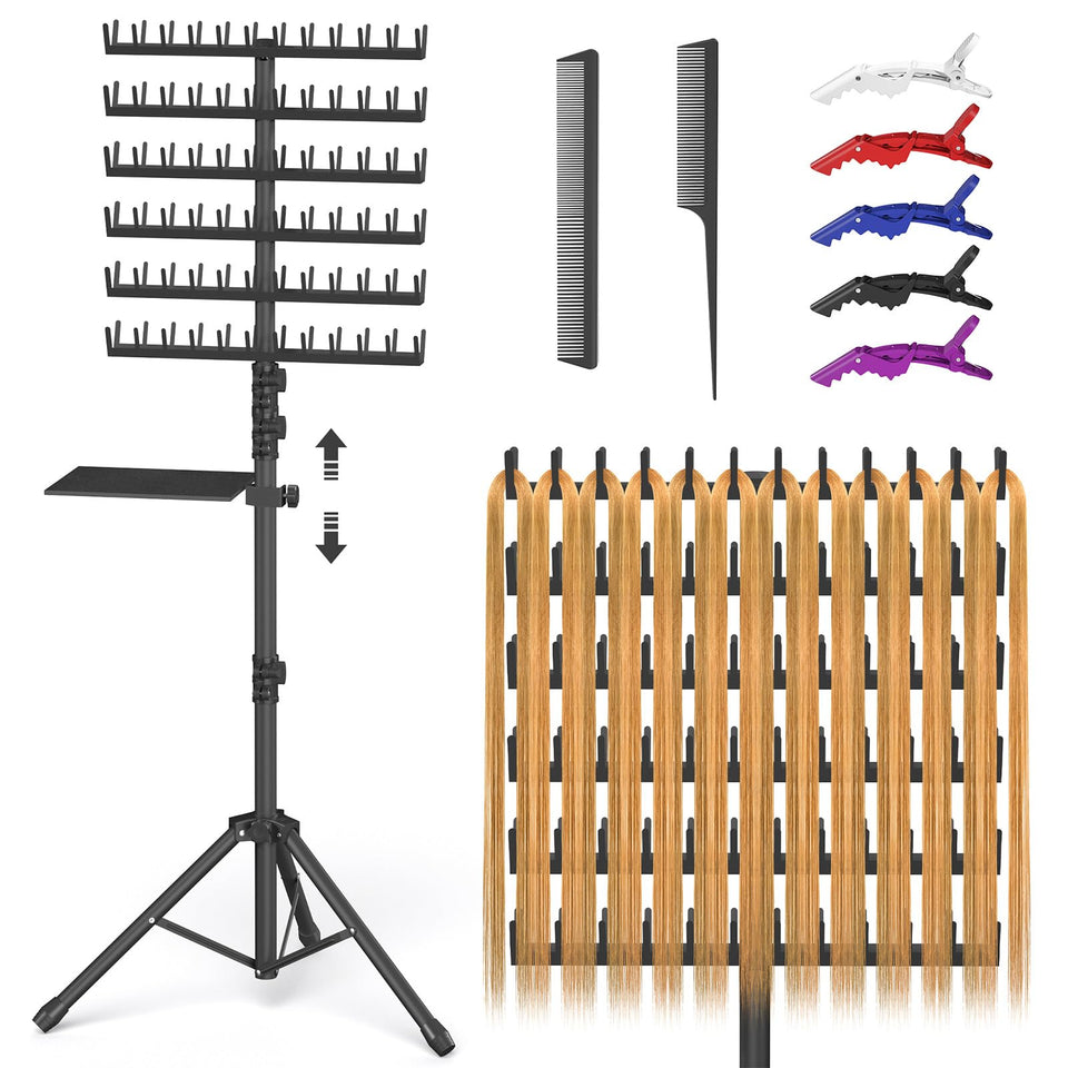 Hemndic front view of full 144-peg braiding rack showing organization benefit