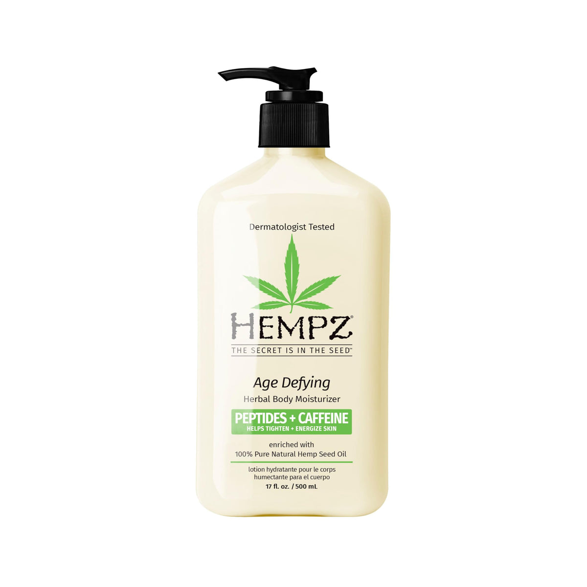 Hempz front packaging showing 17 oz jar and product label for clear identification and trust
