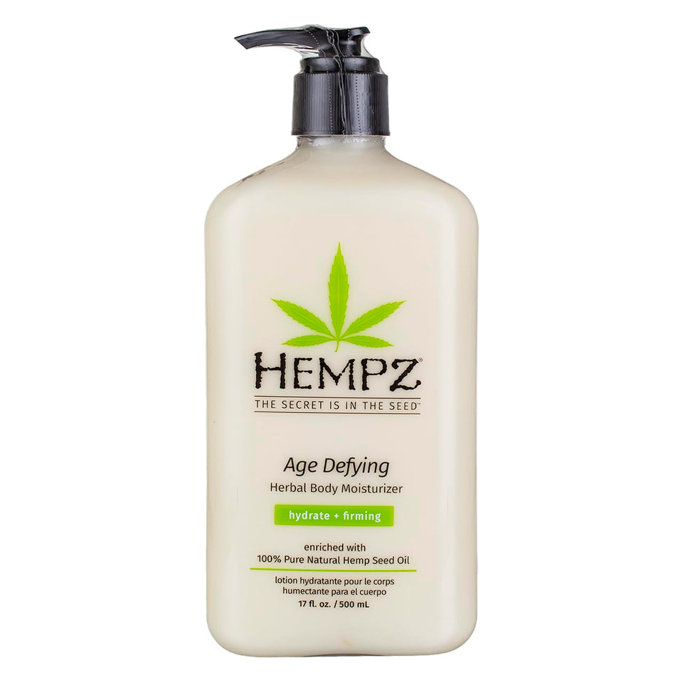 Hempz front pump bottle showing brand and full-size 17oz benefit