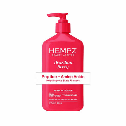 Hempz front packaging showing bottle label and Brazilian Berry scent benefit
