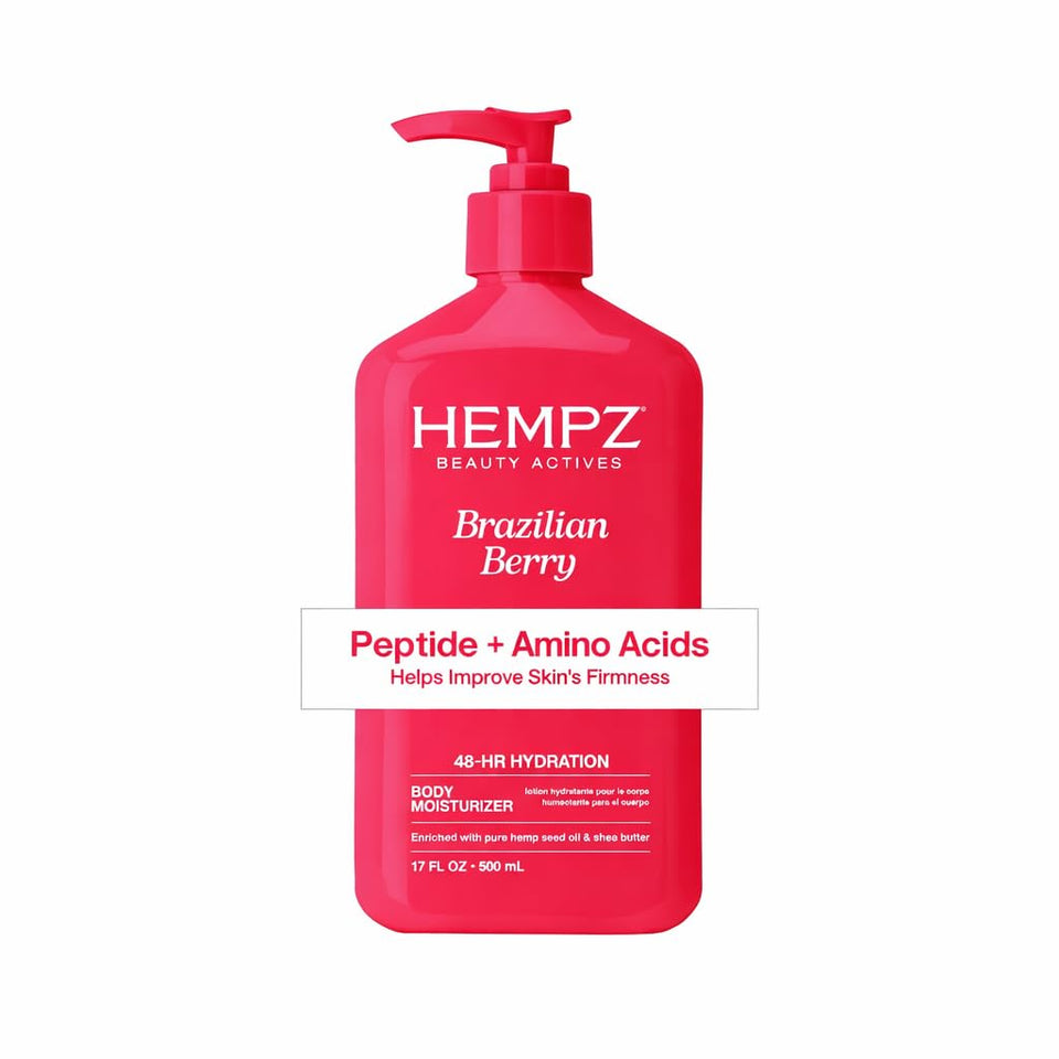 Hempz front packaging showing bottle label and Brazilian Berry scent benefit