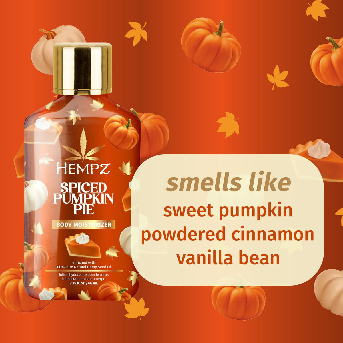 Hempz caramel candy apple lotion pouring to show lightweight absorbency