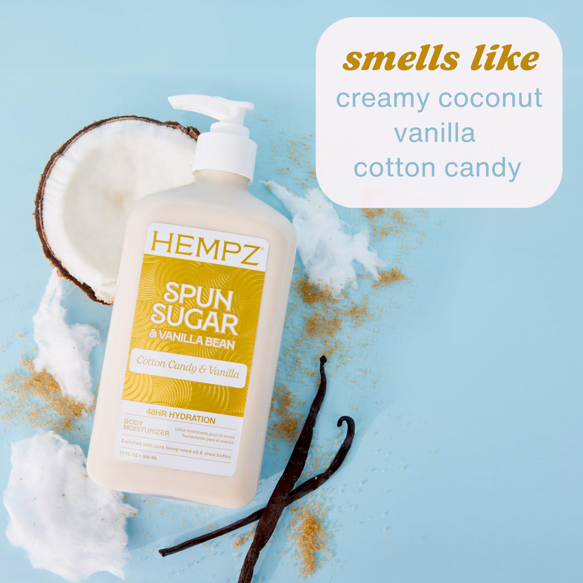 Hempz texture and mica shimmer on skin highlighting luminous finish