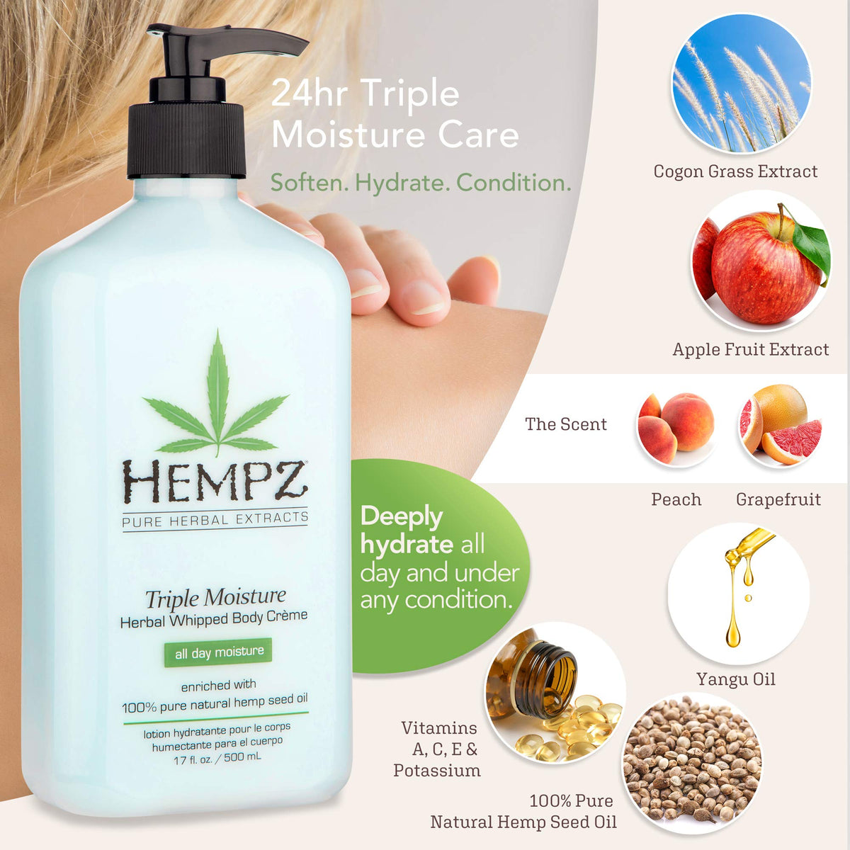 Hempz open jar whipped texture close-up for easy absorption benefit