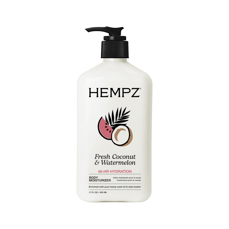 Hempz front packaging showing large bottle and fragrance benefit