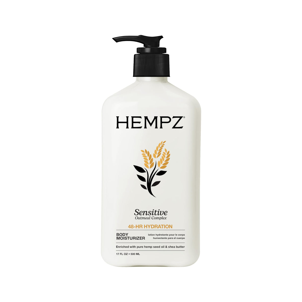 Hempz front packaging 17oz bottle showing label and fragrance-free benefit