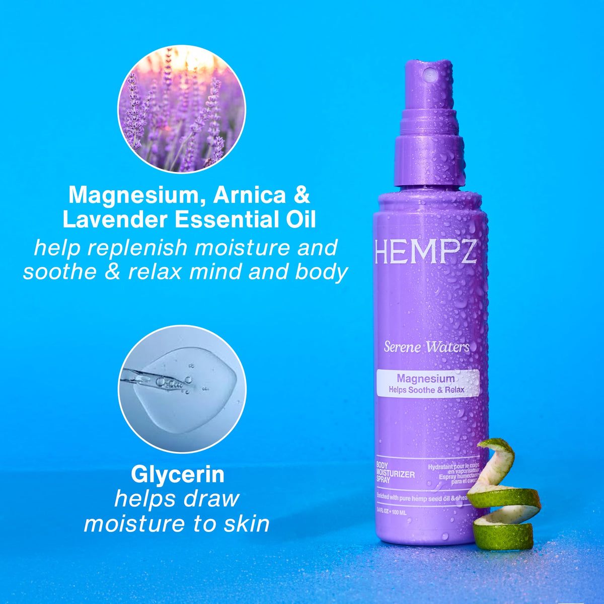 Hempz hemp seed oil ingredient focus highlighting moisture-locking benefit