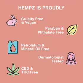 Hempz lotion on bathroom shelf lifestyle, suggests routine-friendly indulgence