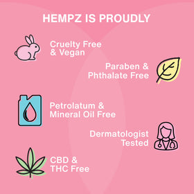 Hempz label close-up showing ingredient list and cruelty-free claim