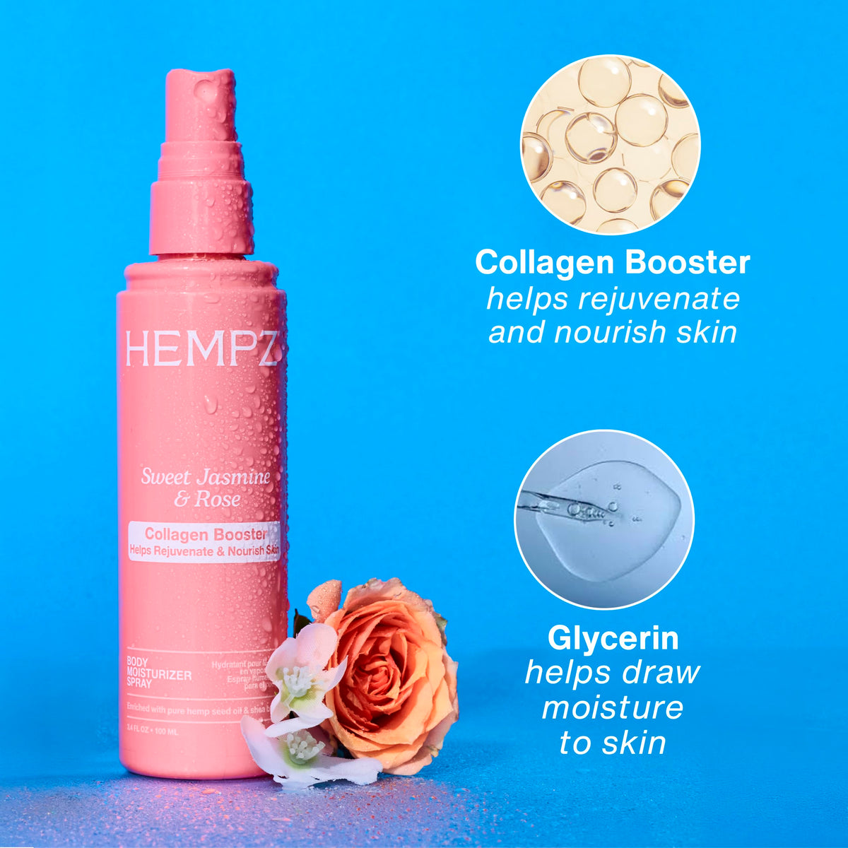 Hempz label detail highlighting key ingredients and clean formulation benefits