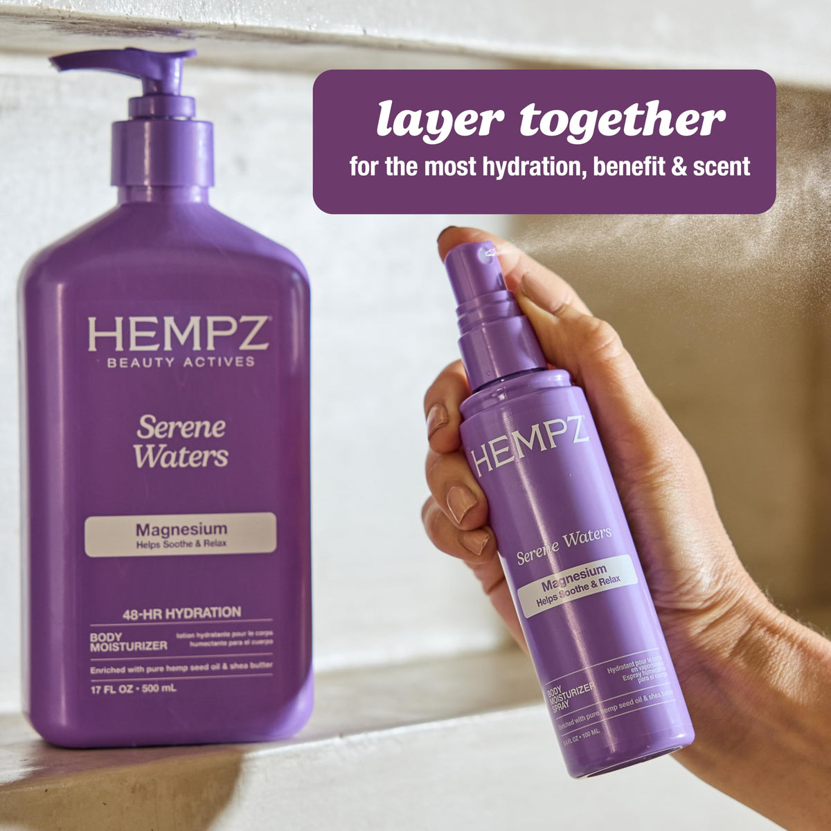 Hempz used in bedroom nighttime ritual creating calm atmosphere for sleep