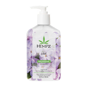 Hempz front bottle shot showing label and lilac scent benefits