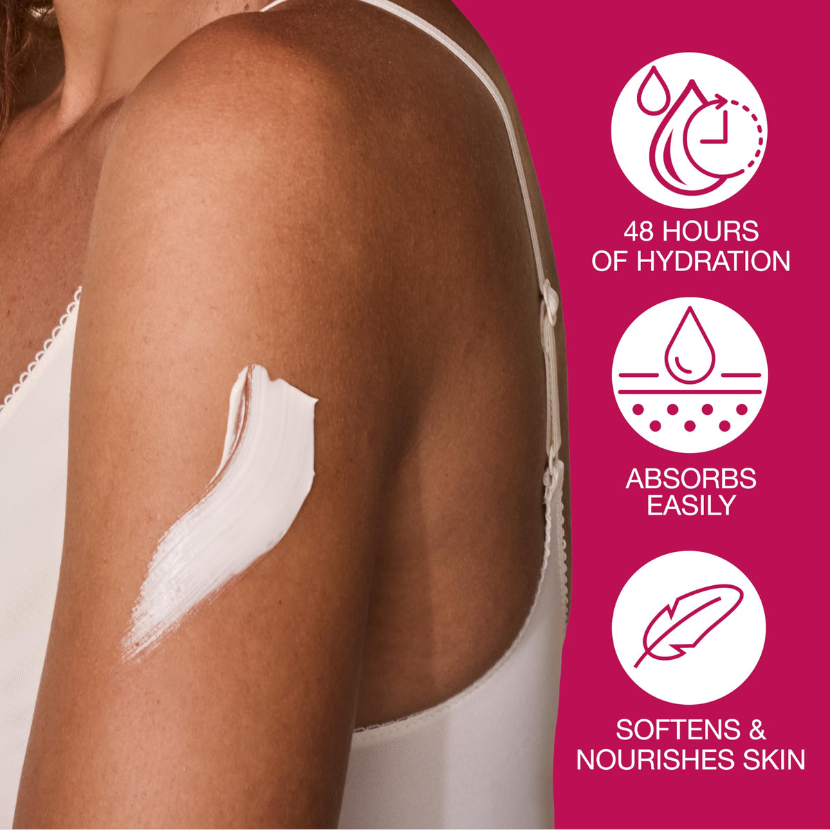 Hempz lotion applied to forearm showing quick absorption and smoothing