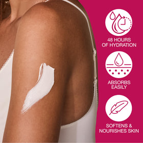 Hempz lotion applied to forearm showing quick absorption and smoothing