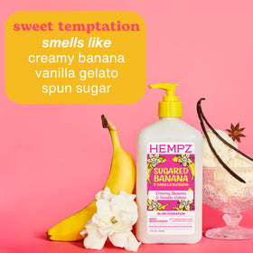 Hempz lotion texture on hand demonstrating creamy absorption and softness