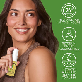 Hempz close-up spray nozzle demonstrating easy, mess-free application benefit