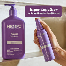 Hempz mist on skin showing non-greasy finish and smooth feel