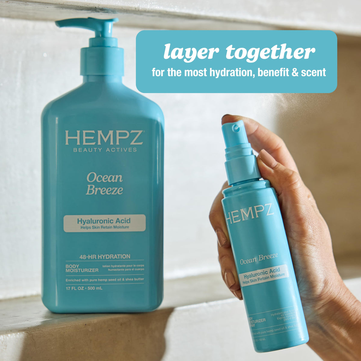 Hempz illustrated hemp seed and botanical icons highlighting natural oil benefits