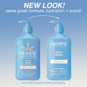Hempz Ocean Breeze cream texture close-up, shows non-greasy smooth finish