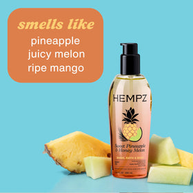 Hempz oil being applied to forearm to show moisturizing benefit
