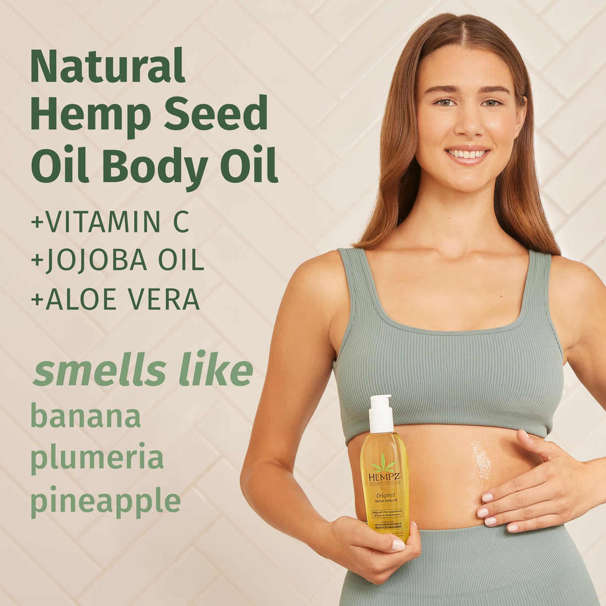 Hempz oil texture close-up revealing lightweight absorbent finish