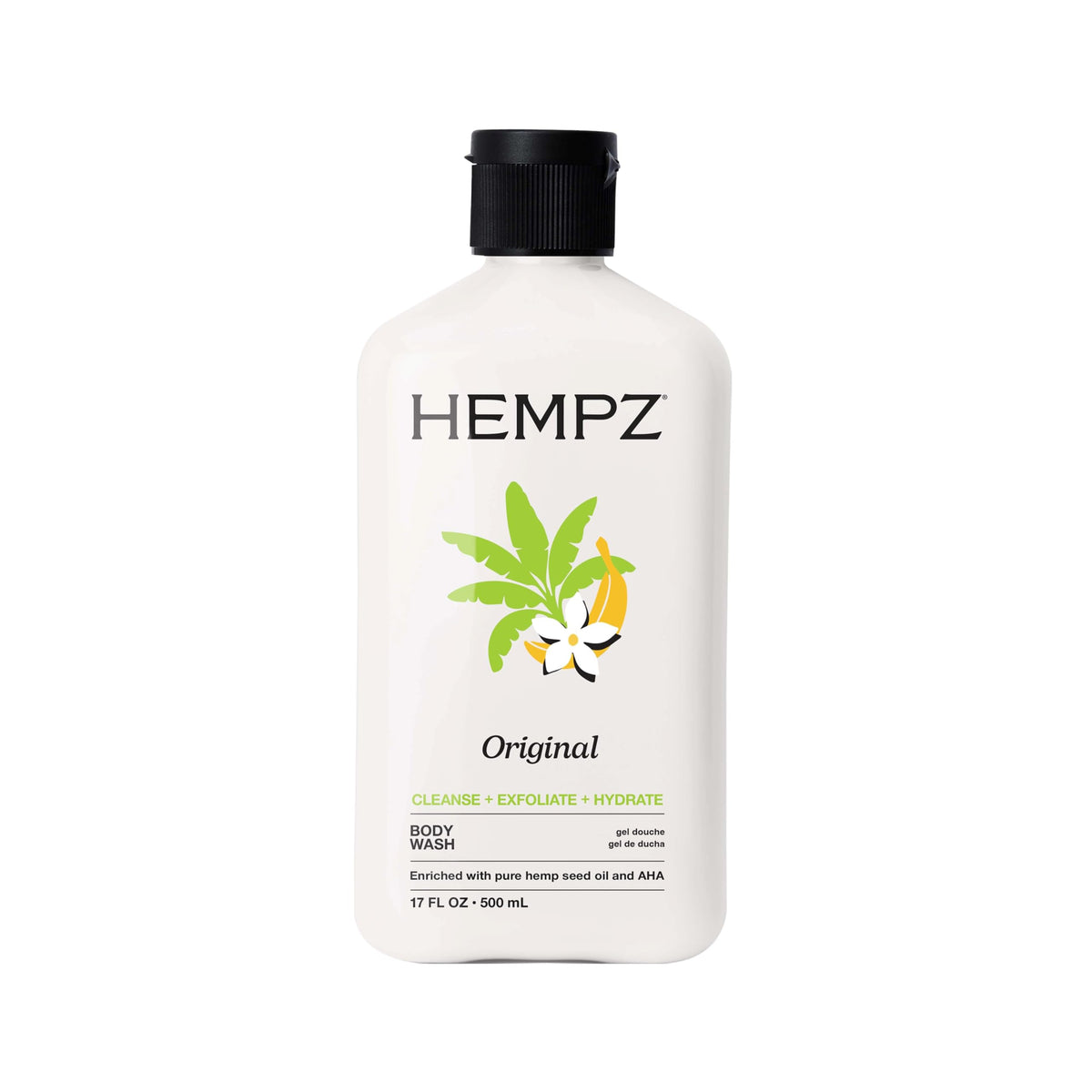 Hempz bottle front packaging showing branding and scent for gentle cleansing