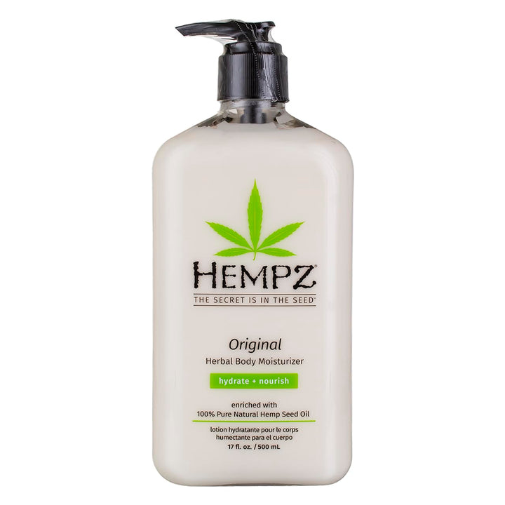Hempz front packaging showing two 17 oz pump bottles for easy dispensing