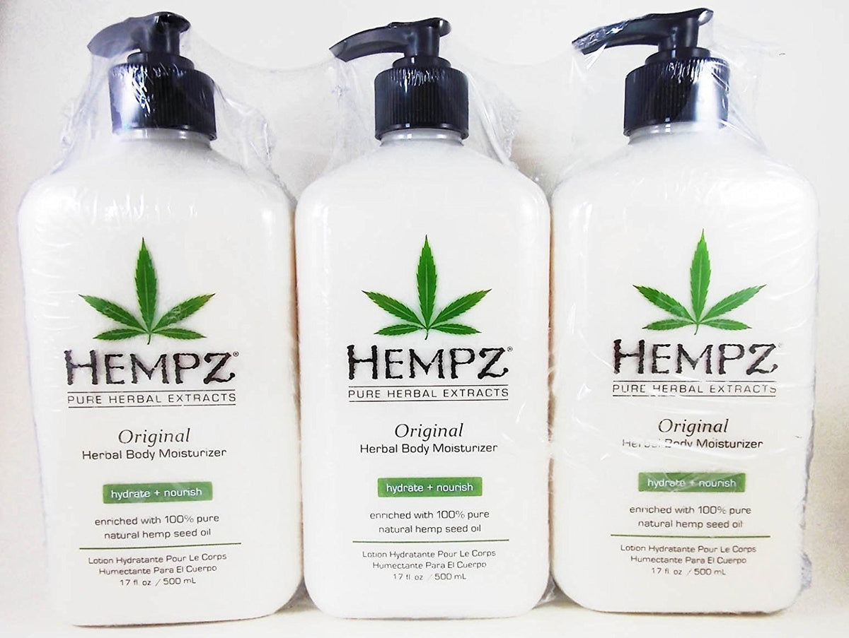 Hempz front bottle showing label and 17oz size with fast-absorbing hydration