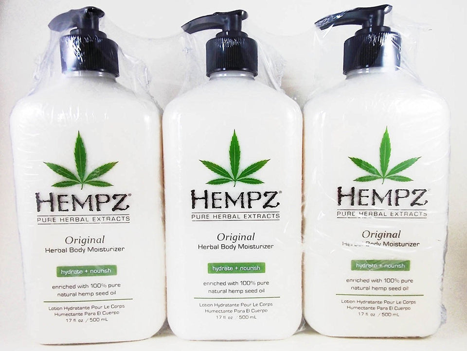 Hempz front bottle showing label and 17oz size with fast-absorbing hydration