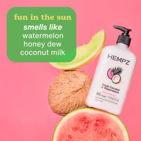 Hempz pump dispenser and label detail showing ingredients and easy use