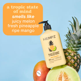 HEMPZ dispensing lotion onto hand for immediate skin hydration